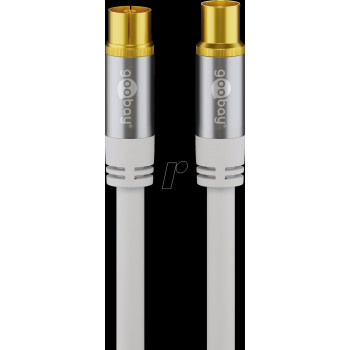 Goobay tv-antennekabel, 135 dB (typ.), 4x afgeschermd, 5 m, wit, verguld