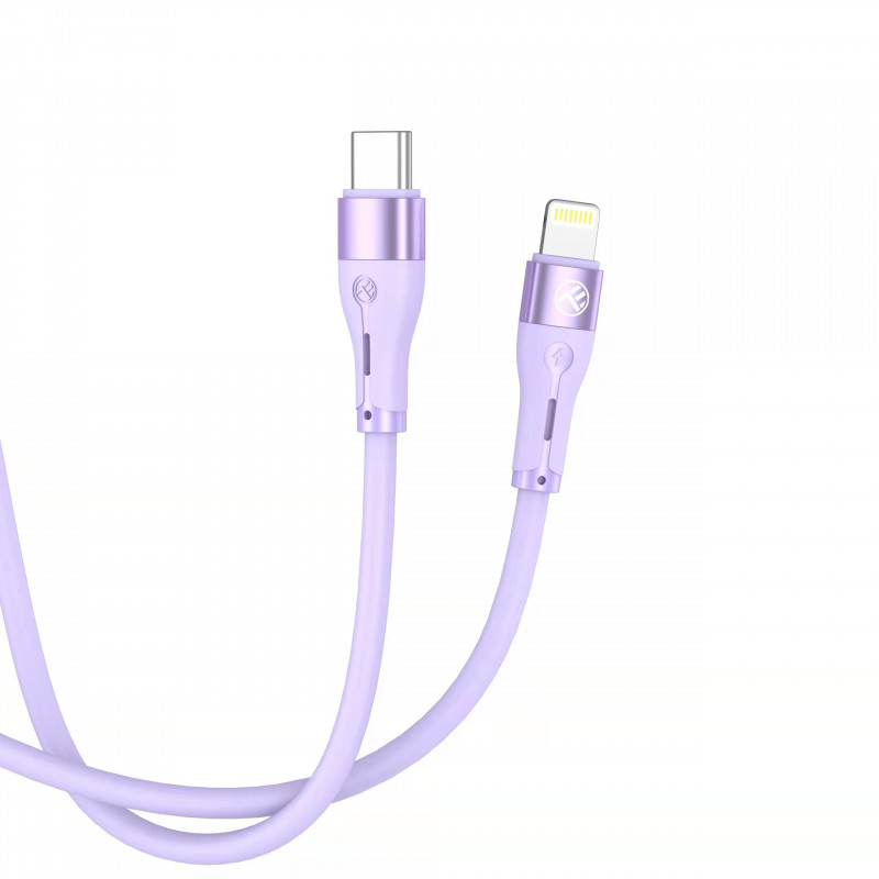 Tellur siliconen kabel Type-C naar Lightning, PD 30 W, 1 m, paars