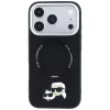 Karl Lagerfeld Ring Stand 360 Karl & Choupette Heads Pin hoesje met MagSafe voor iPhone 18 Pro / 17 Pro, zwart