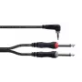 Cordial 14868 audio Y-adapter, 1x jackplug 3,5 mm - 2x jackplug 6,3 mm (mono), 3 m, zwart