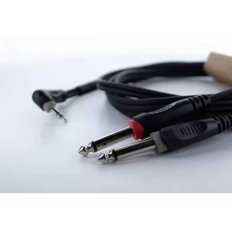 Cordial 14868 audio Y-adapter, 1x jackplug 3,5 mm - 2x jackplug 6,3 mm (mono), 3 m, zwart