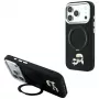 Karl Lagerfeld Ring Stand 360 Karl & Choupette Heads Pin MagSafe hoesje voor iPhone 18 Pro Max / 17 Pro Max, zwart