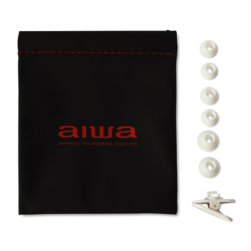 Aiwa ESTM-500W bedrade in-ear oordopjes met microfoon, 3,5 mm aansluiting, wit
