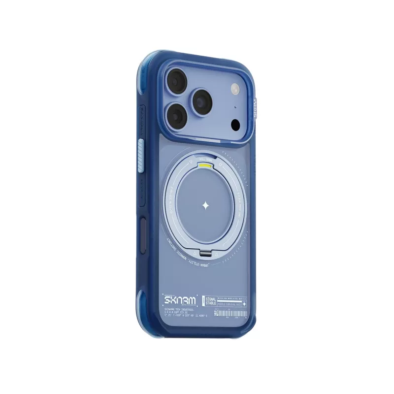Skinarma Atlas hoesje met MagSafe en draaibare standaard voor iPhone 18 Pro / 17 Pro, blauw
