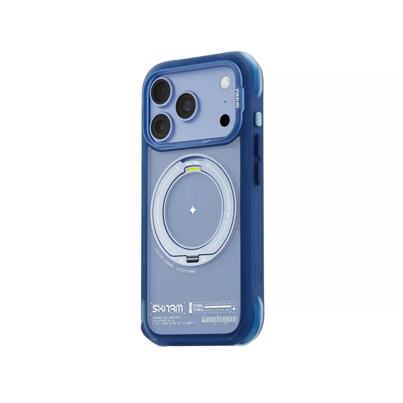 Skinarma Atlas hoesje met MagSafe en draaibare standaard voor iPhone 18 Pro / 17 Pro, blauw