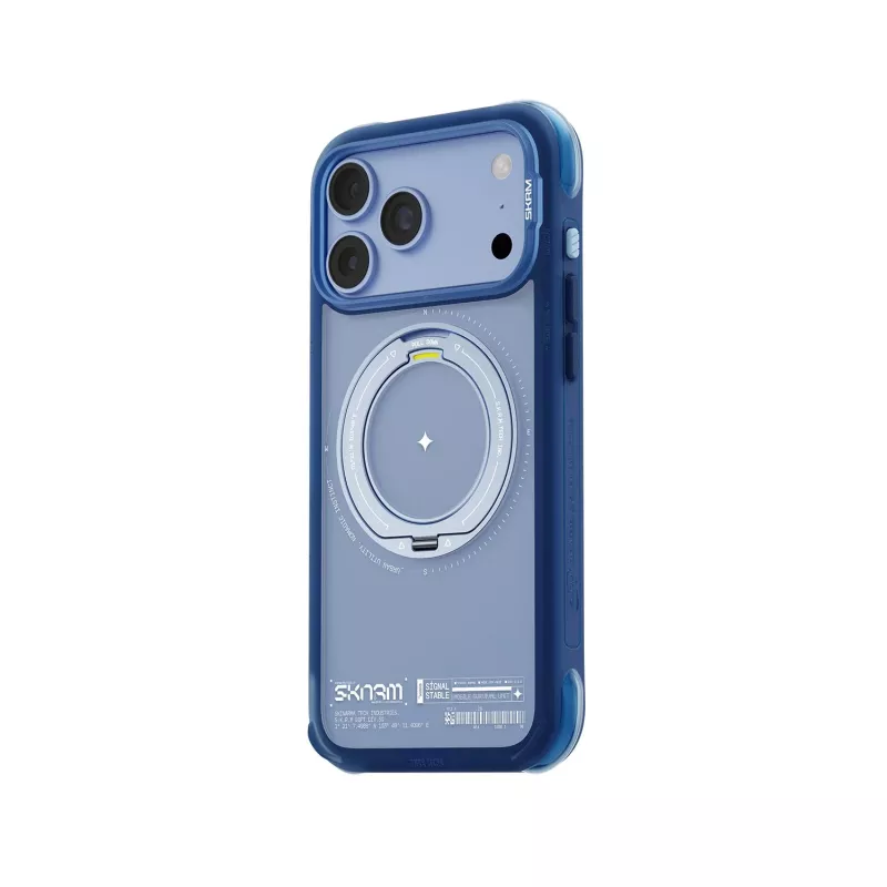 Skinarma Atlas hoesje met MagSafe en draaibare standaard voor iPhone 18 Pro Max / 17 Pro Max, blauw