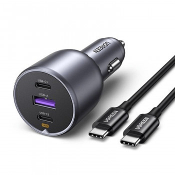Ugreen EC705 autolader, USB + 2x USB-C, 130 W, met 1 m 5 A-kabel