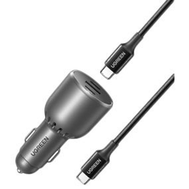 Ugreen EC705 autolader, USB + 2x USB-C, 130 W, met 1 m 5 A-kabel