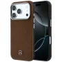 Mercedes Mer008905 hoesje voor iPhone 18 Pro / 17 Pro, Leather Semi Wrap Wood Effect, MagSafe, camel