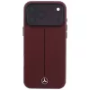 Mercedes Mer008834 Leather Semi Wrap Iconic Line MagSafe-hoesje voor iPhone 18 Pro / 17 Pro, bordeauxrood