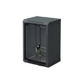 Triton RBA-09-AS3-BAX-C1 10-inch wandkast, uit één stuk, 9U, 300 mm, glazen deur, zwart RAL 9005