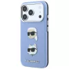 Karl Lagerfeld KF003247 Saffiano met Karl & Choupette Heads Pins & Logo hoesje voor iPhone 18 Pro / 17 Pro, lichtblauw