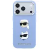 Karl Lagerfeld KF003247 Saffiano met Karl & Choupette Heads Pins & Logo hoesje voor iPhone 18 Pro / 17 Pro, lichtblauw