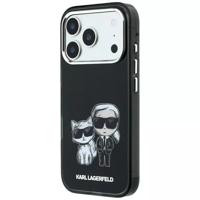 Karl Lagerfeld KF003184 Smooth Karl & Choupette Bodies Sketch MagSafe-hoesje voor iPhone 18 Pro Max / 17 Pro Max, zwart