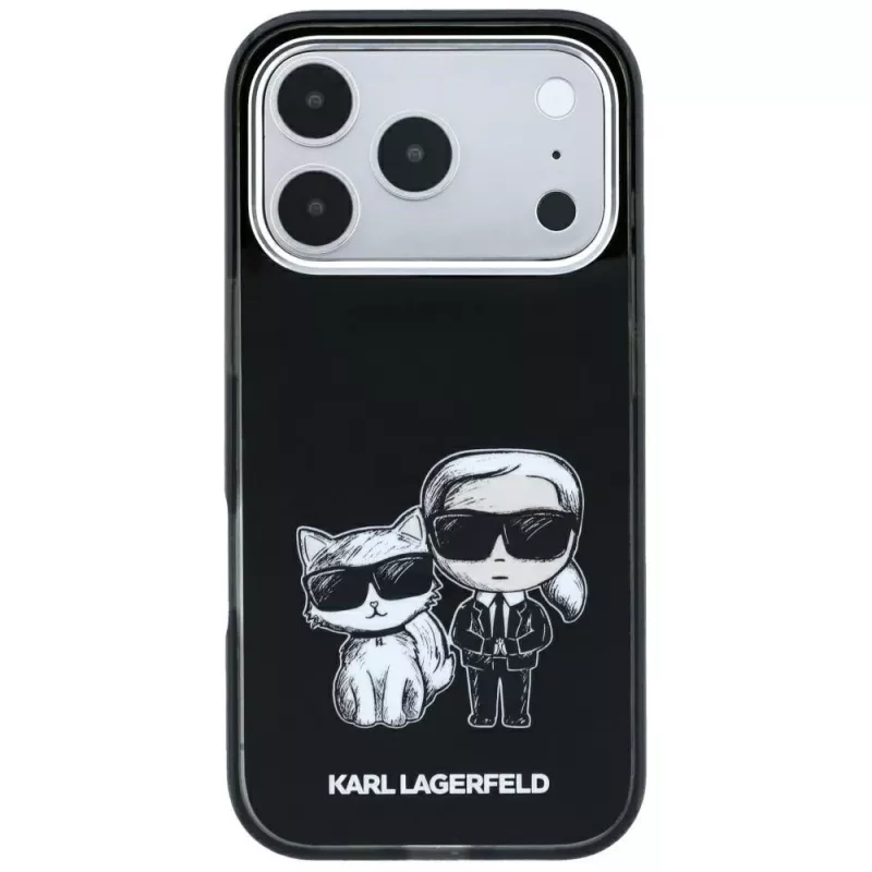 Karl Lagerfeld KF003184 Smooth Karl & Choupette Bodies Sketch MagSafe-hoesje voor iPhone 18 Pro Max / 17 Pro Max, zwart