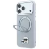 Karl Lagerfeld KF003229 hoesje met 360 ringstandaard Karl & Choupette Heads Pin MagSafe voor iPhone 18 Pro / 17 Pro, grijs