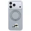 Karl Lagerfeld KF003229 hoesje met 360 ringstandaard Karl & Choupette Heads Pin MagSafe voor iPhone 18 Pro / 17 Pro, grijs