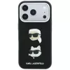 Karl Lagerfeld KF003249 Saffiano with Karl & Choupette Heads Pins & Logo hoesje voor iPhone 18 Pro / 17 Pro, zwart