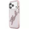 Karl Lagerfeld KF003384 IML Big Signature Resin Metal Frame hoesje voor iPhone 18 Pro Max / 17 Pro Max, roze