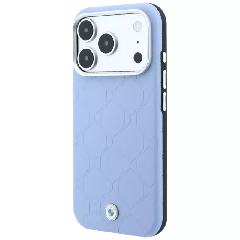 BMW BMW001226 Sign Deboss Quilted Metal Logo MagSafe hoesje voor iPhone 18 Pro Max / 17 Pro Max, blauw