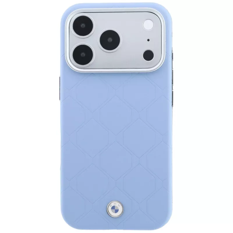 BMW BMW001226 Sign Deboss Quilted Metal Logo MagSafe hoesje voor iPhone 18 Pro Max / 17 Pro Max, blauw