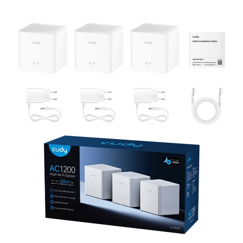 Cudy M1200 2.0 AC1200 Mesh Wi-Fi-systeem (3 stuks)