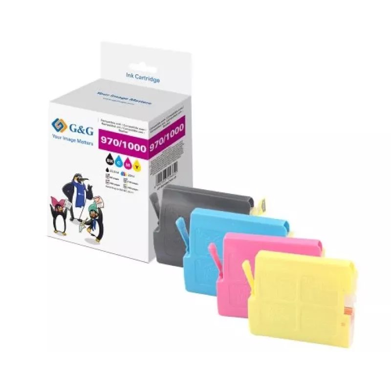 G&G compatibele inktcartridges NP-B-0051BKCMY (GP-B970BKCMY-4P), zwart, cyaan, magenta, geel