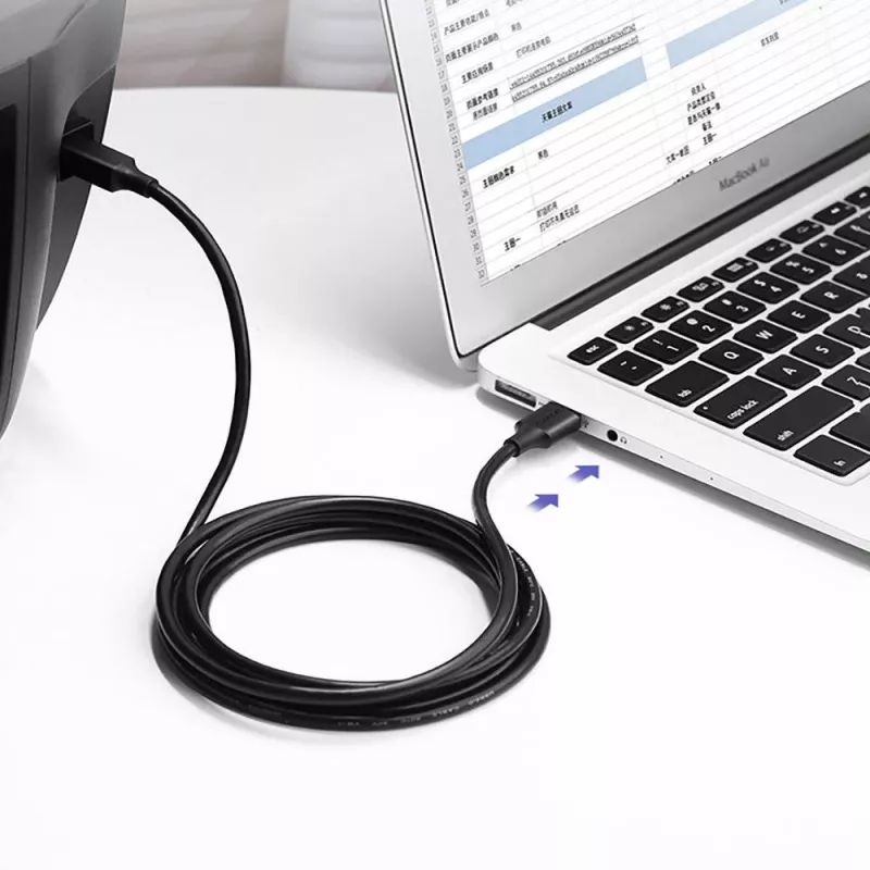 Ugreen US135 USB 2.0 A-B printerkabel, verguld, 1 m, zwart