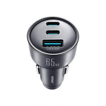 Joyroom JR-CCN19 autolader, 65 W, 2x USB-C + USB-A, donkergrijs