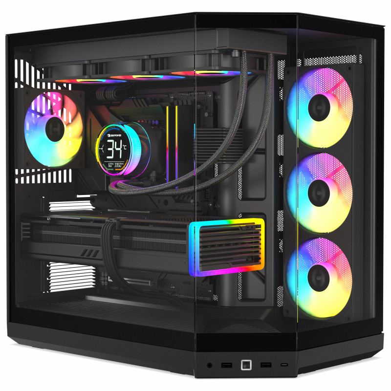 HYTE Y50 Pitch Black computerbehuizing, gehard glas x 3