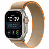 Apple Watch Ultra 4 GPS + Cellular 49 mm smartwatch, titanium behuizing in naturel, Trail Loop-band in zand, S/M, MJAJ4QF/A