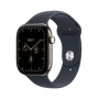 Apple Watch Series 12 GPS + Cellular 42 mm, titanium behuizing in naturel, sportband in marineblauw, M/L
