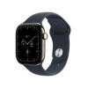 Apple Watch Series 12 GPS + Cellular 42 mm, titanium behuizing in naturel, sportband in marineblauw, M/L