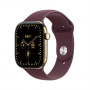 Apple Watch Series 12 GPS + Cellular 42 mm, titanium behuizing in stralend goud, sportband in bordeauxrood, M/L