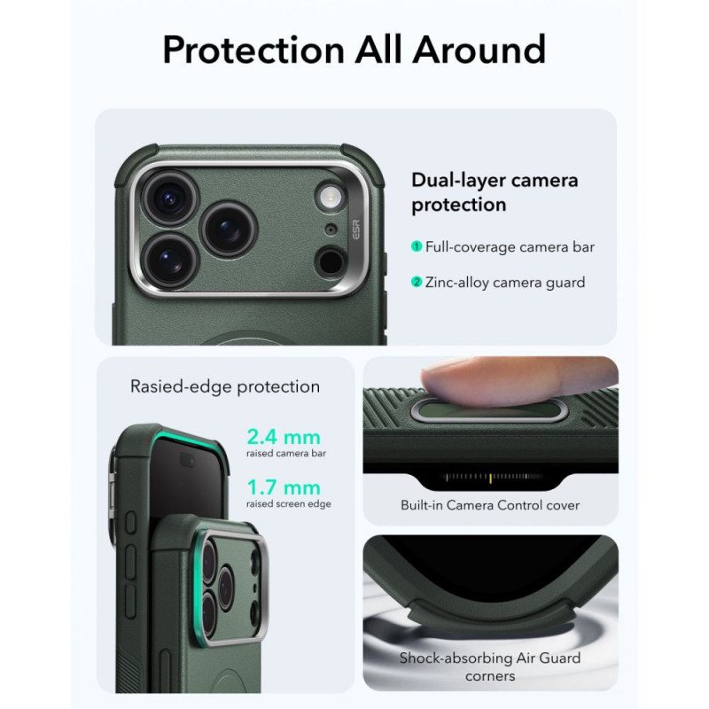 ESR Cyber Tough Kickstand MagSafe hoesje voor Apple iPhone 17 Pro / 18 Pro, groen
