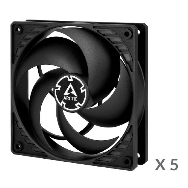 Arctic P12 ACFAN00135A behuizingsventilatoren, 120 mm, 3-pins, zwart (5 st.)