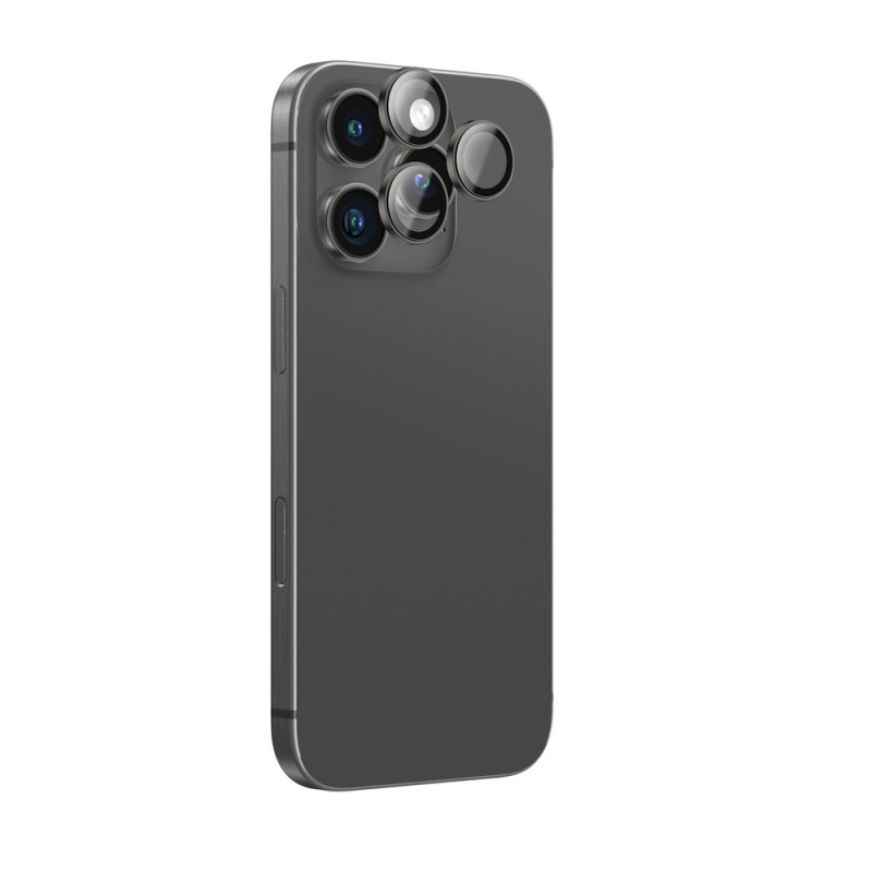 AmazingThing AR Aluminum 3 Lens Glass cameralensbeschermer met frame voor iPhone 16 Pro / 16 Pro Max, zwart