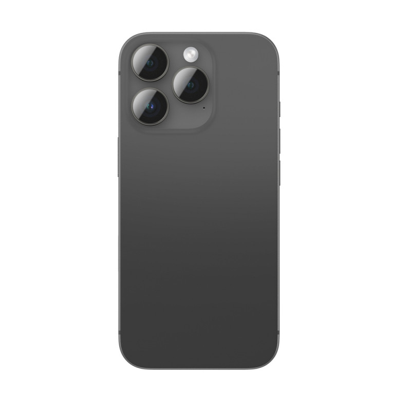 AmazingThing AR Aluminum 3 Lens Glass cameralensbeschermer met frame voor iPhone 16 Pro / 16 Pro Max, zwart
