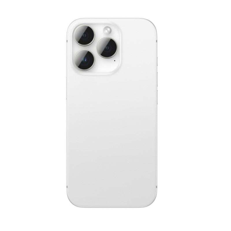 AmazingThing AR Aluminum 3 Lens Glass cameralensbeschermer met frame voor iPhone 16 Pro / 16 Pro Max, zilver