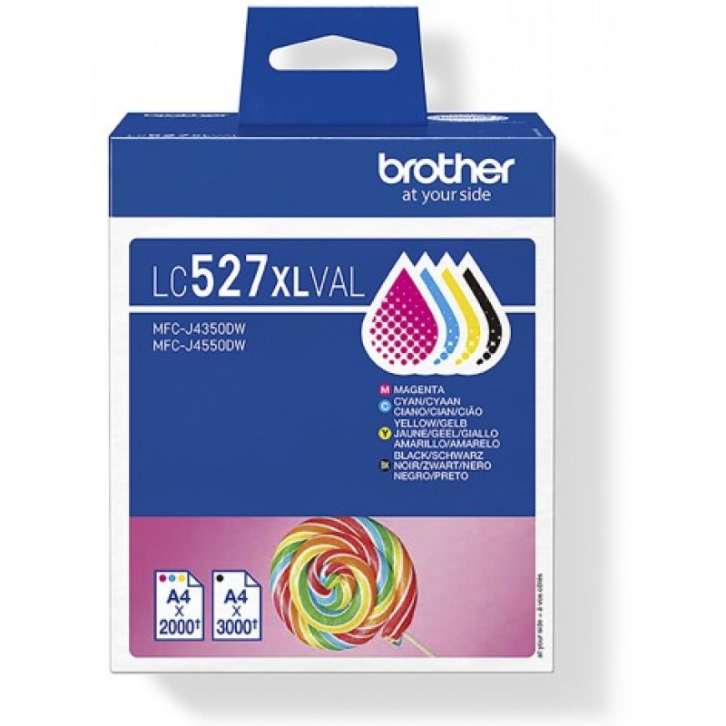 Brother LC527XLVAL inktcartridge value pack (4 st.), hoge capaciteit, zwart, geel, cyaan, magenta