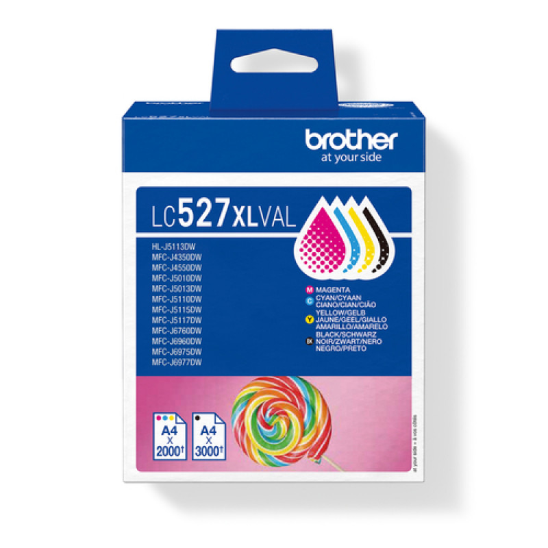Brother LC527XLVAL inktcartridge value pack (4 st.), hoge capaciteit, zwart, geel, cyaan, magenta