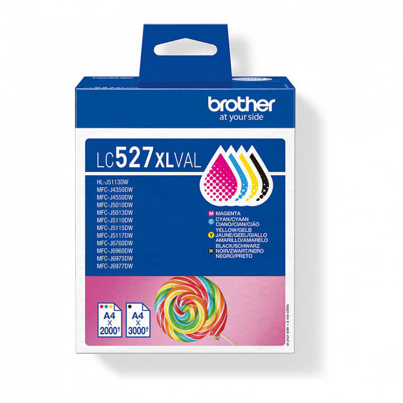 Brother LC527XLVAL inktcartridge value pack (4 st.), hoge capaciteit, zwart, geel, cyaan, magenta