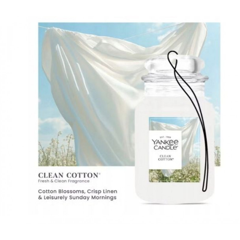 Yankee Candle Clean Cotton hangende auto-luchtverfrisser, bonusverpakking