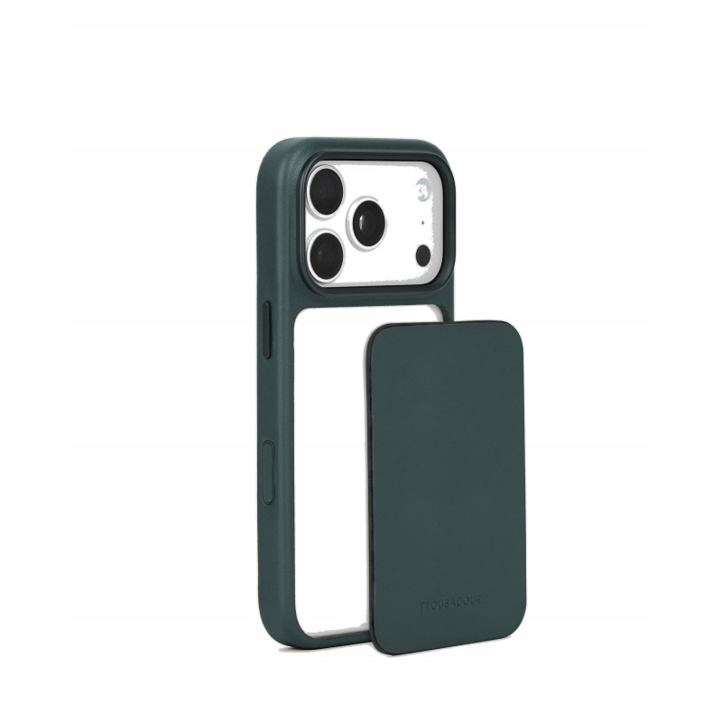 Mujjo Troubadour modulair leren hoesje voor Apple iPhone 18 Pro / 17 Pro, MagSafe, obsidiaangroen