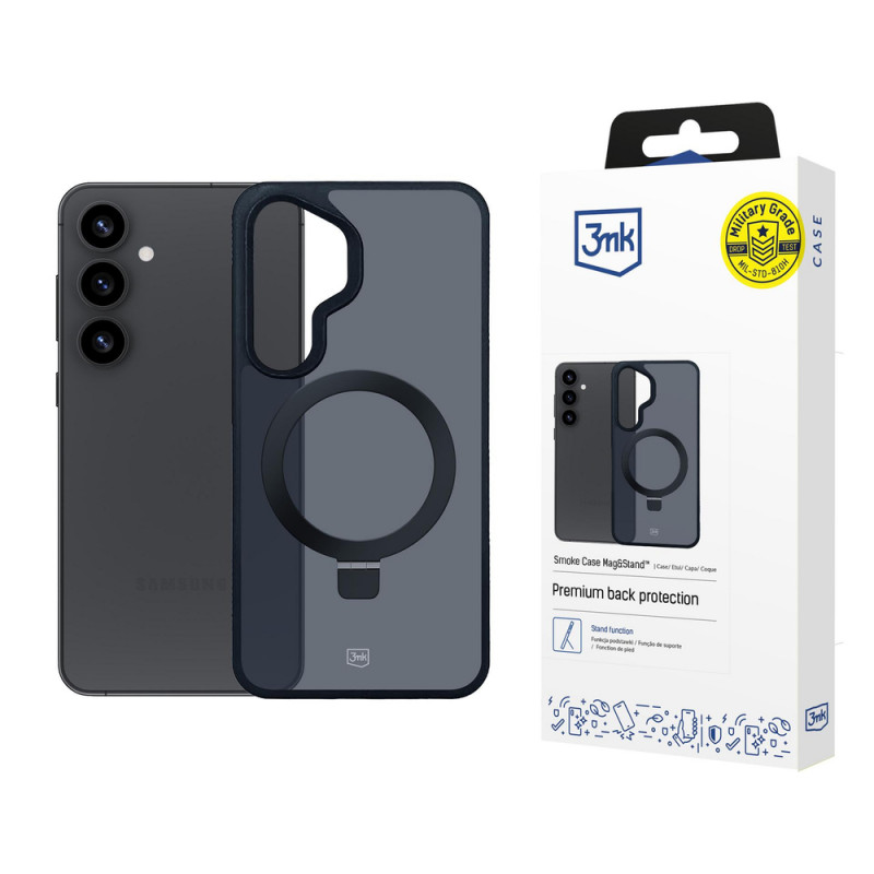 3MK Smoke Case Mag&Stand smartphonehoesje voor Samsung Galaxy S25+, zwart