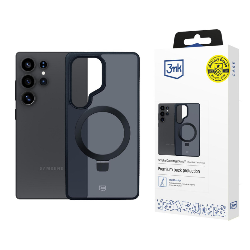 3MK Smoke Case Mag&Stand smartphonehoesje voor Samsung Galaxy S25 Ultra, zwart
