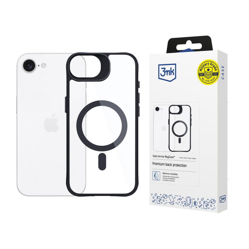 3MK Satin Armor MagCase hoesje voor Apple iPhone 17e / 16e, transparant