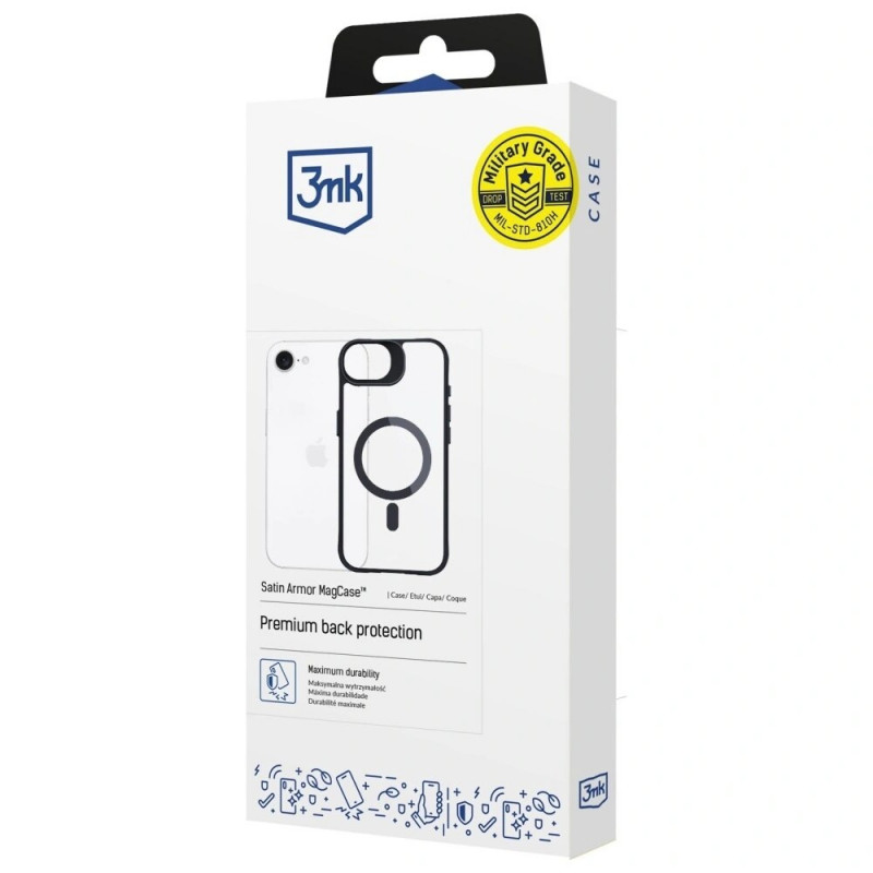 3MK Satin Armor MagCase hoesje voor Apple iPhone 17e / 16e, transparant