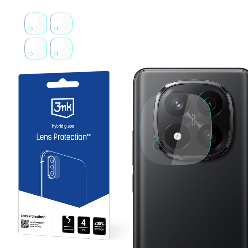 3MK Lens Protection hybride glazen cameralensbeschermer voor Xiaomi Redmi Note 14 Pro+ (4 stuks)
