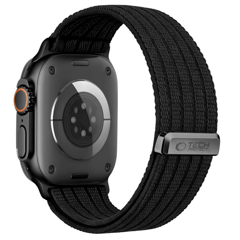 Tech-Protect Nylon Sport bandje voor Apple Watch 44/45/46/49 mm, zwart